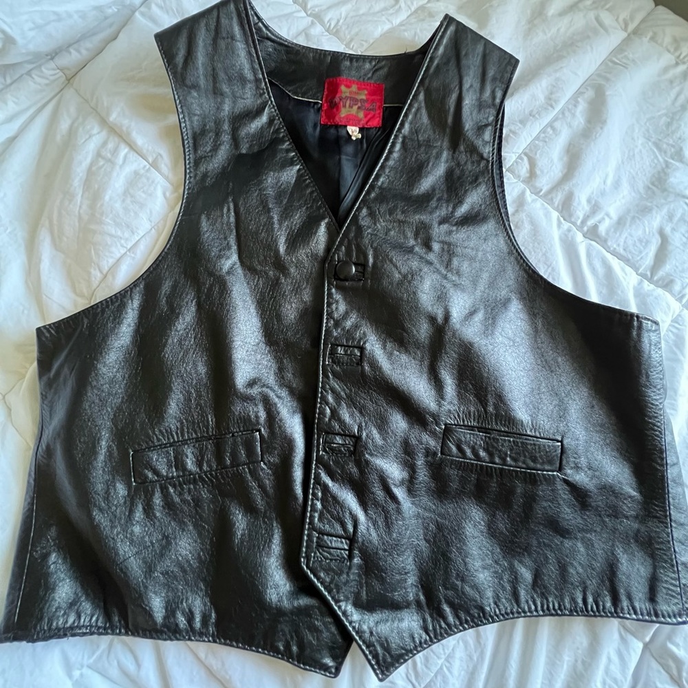 Black leather vest